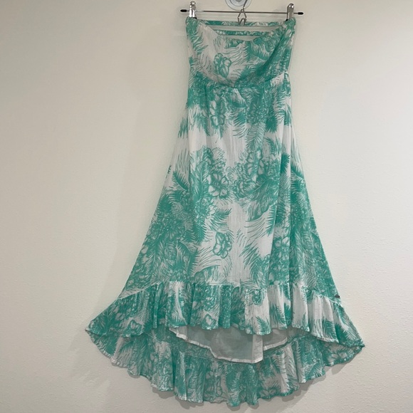 Rip Curl Green/White Tropical Print Hi-Lo Dress - Picture 2 of 15